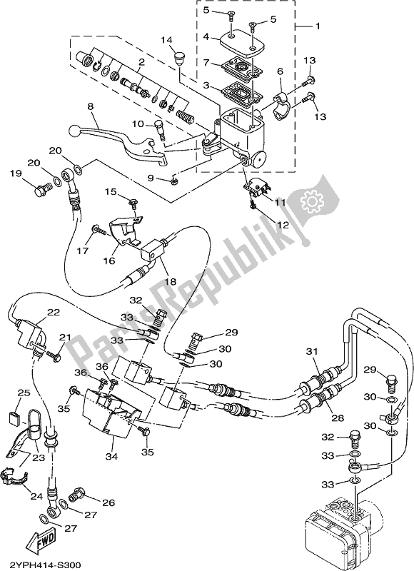 All parts for the Front Master Cylinder of the Yamaha Yzf-r3A 300 2017