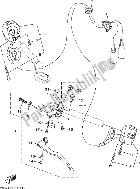 All parts for the Handle Switch & Lever of the Yamaha Yzf-r3A 300 2017