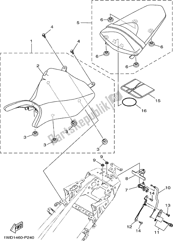 All parts for the Seat of the Yamaha Yzf-r3A 300 2017