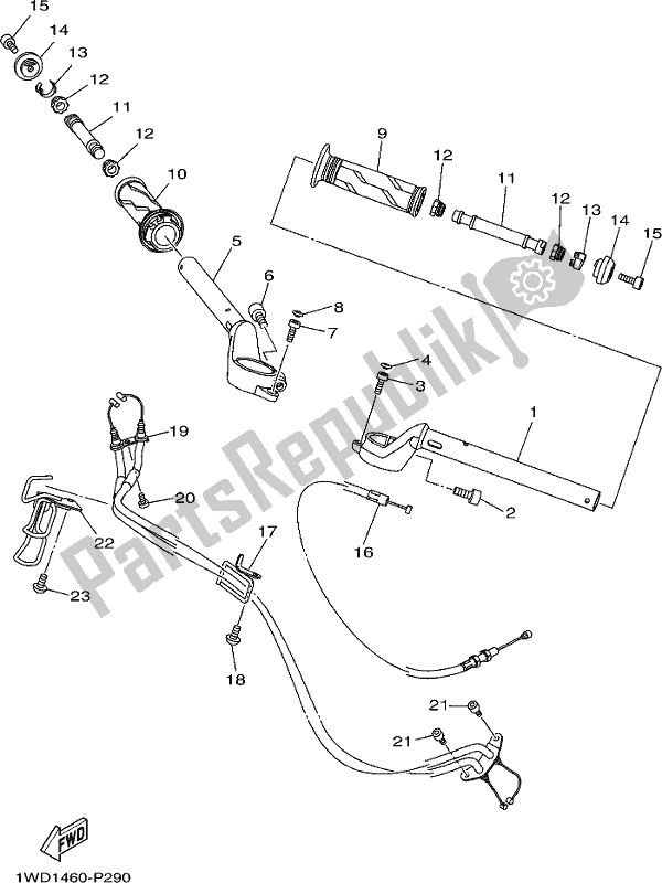All parts for the Steering Handle & Cable of the Yamaha Yzf-r3A 300 2017