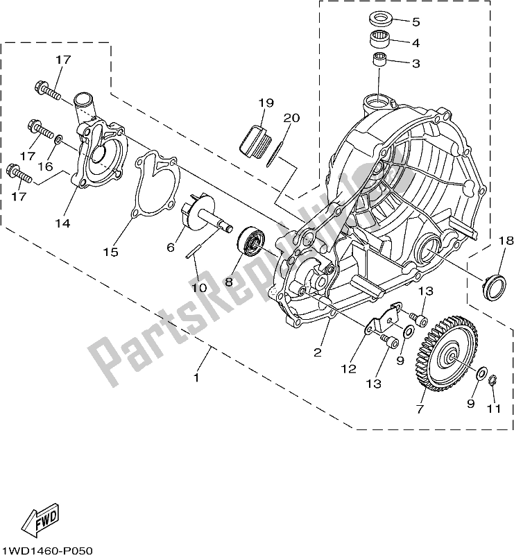 All parts for the Water Pump of the Yamaha Yzf-r3A 300 2017