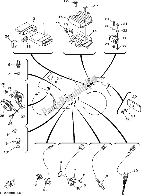 Wszystkie części do Elektryczny 2 Yamaha Yzf-r3A 300 2018