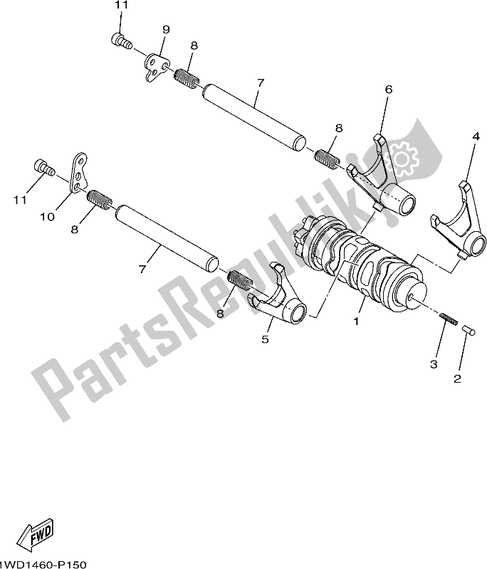 All parts for the Shift Cam & Fork of the Yamaha Yzf-r3A 300 2018