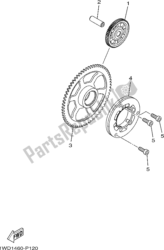 All parts for the Starter Clutch of the Yamaha Yzf-r3A 300 2018