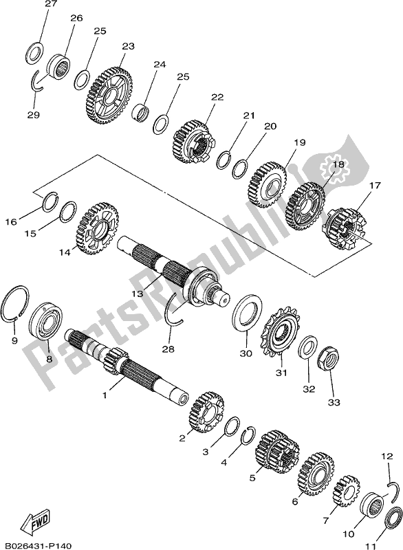 All parts for the Transmission of the Yamaha Yzf-r3A 300 2018