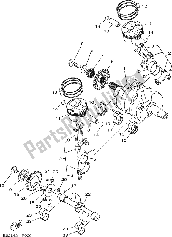 Todas las partes para Cigüeñal Y Pistón de Yamaha Yzf-r3A Yzf-r3 300 2017