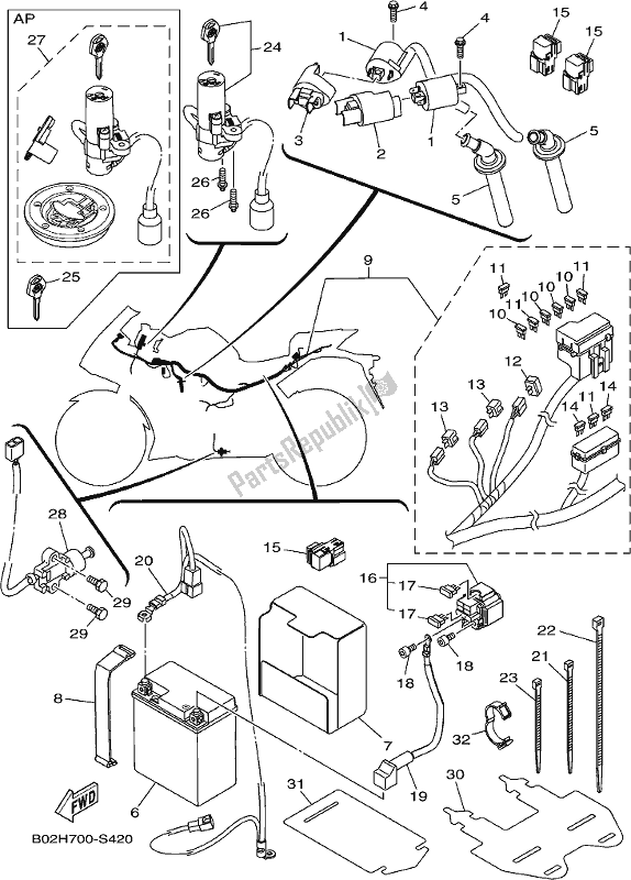 Todas las partes para Eléctrico 1 de Yamaha Yzf-r3A Yzf-r3 300 2017