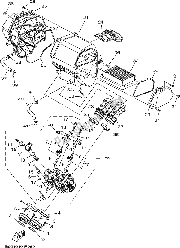 All parts for the Intake of the Yamaha Yzf-r3A Yzf-r3 300 2017