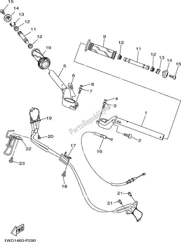 Todas las partes para Manija De Dirección Y Cable de Yamaha Yzf-r3A Yzf-r3 300 2017