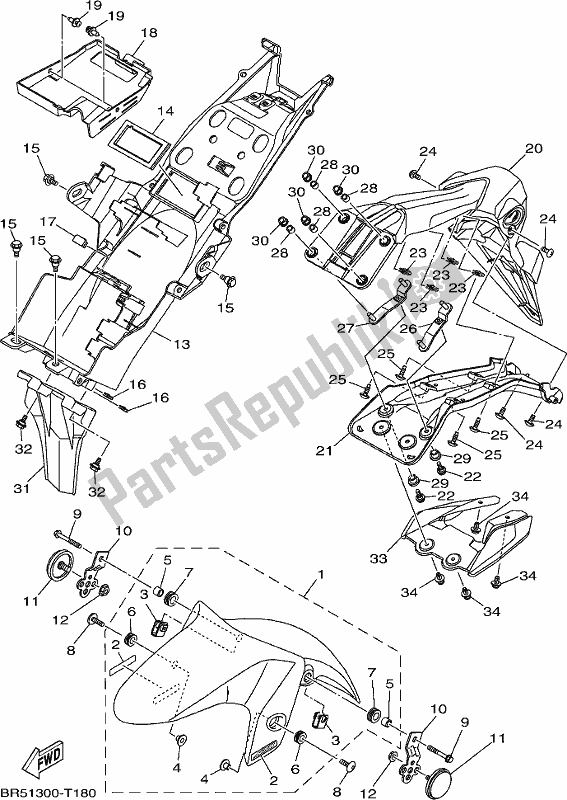 All parts for the Fender of the Yamaha Yzf-r3A Yzf-r3 300 2018