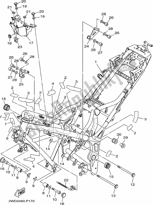 All parts for the Frame of the Yamaha Yzf-r3A Yzf-r3 300 2018