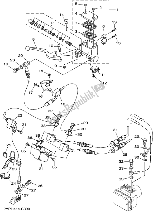 All parts for the Front Master Cylinder of the Yamaha Yzf-r3A Yzf-r3 300 2018