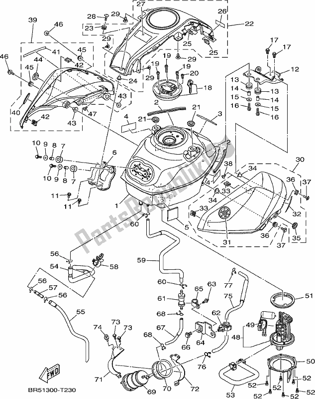 Toutes les pièces pour le Réservoir D'essence du Yamaha Yzf-r3A Yzf-r3 300 2018