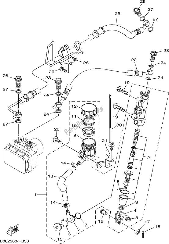 Wszystkie części do Tylny Cylinder G?ówny Yamaha Yzf-r3A Yzf-r3 300 2018