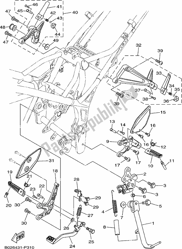 Tutte le parti per il Stand E Poggiapiedi del Yamaha Yzf-r3A Yzf-r3 300 2018