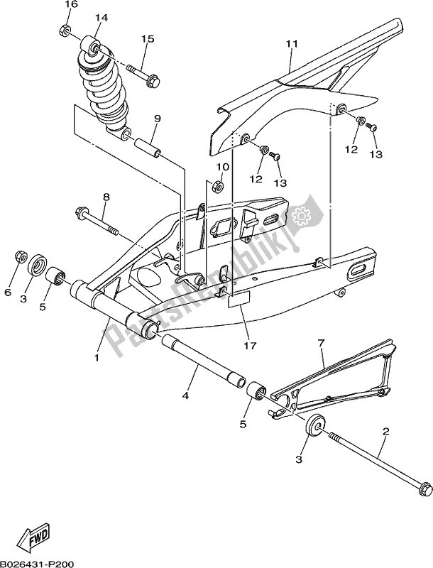 All parts for the Rear Arm & Suspension of the Yamaha Yzf-r3 AJ 300 2018