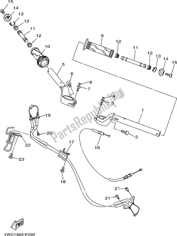 All parts for the Steering Handle & Cable of the Yamaha Yzf-r3 AJ 300 2018