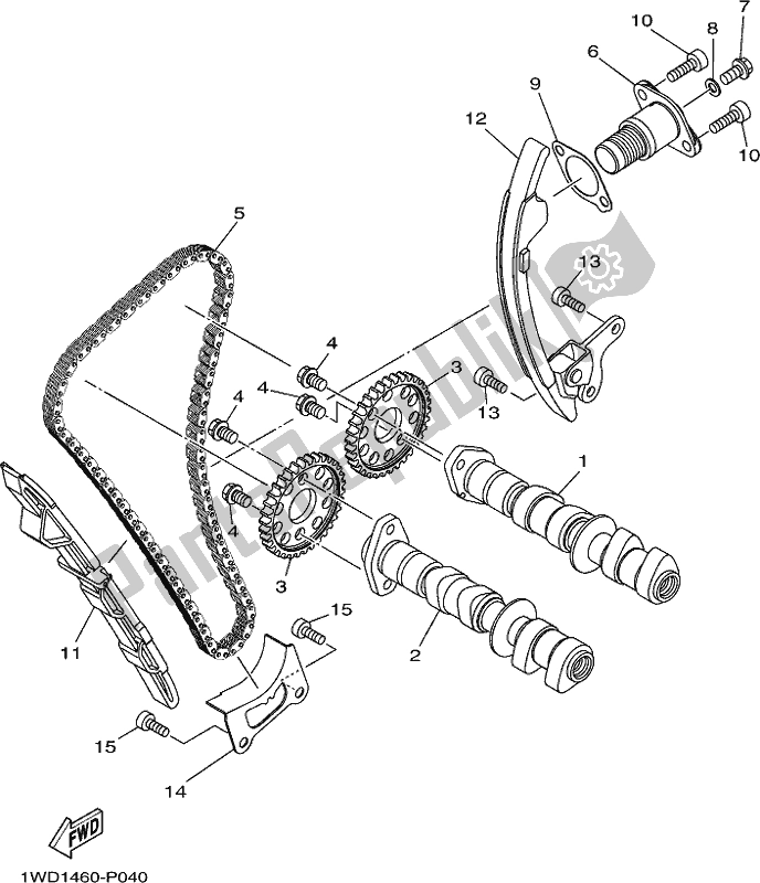 All parts for the Camshaft & Chain of the Yamaha Yzf-r3 AJ 300 2018