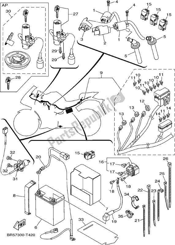 All parts for the Electrical 1 of the Yamaha Yzf-r3 AJ 300 2018