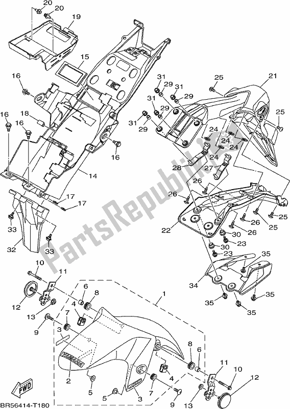 All parts for the Fender of the Yamaha Yzf-r3 AJ 300 2018