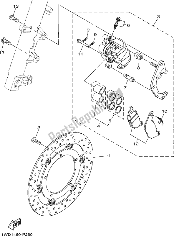 All parts for the Front Brake Caliper of the Yamaha Yzf-r3 AJ 300 2018