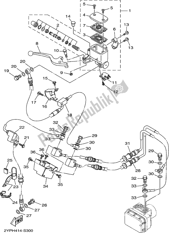 All parts for the Front Master Cylinder of the Yamaha Yzf-r3 AJ 300 2018