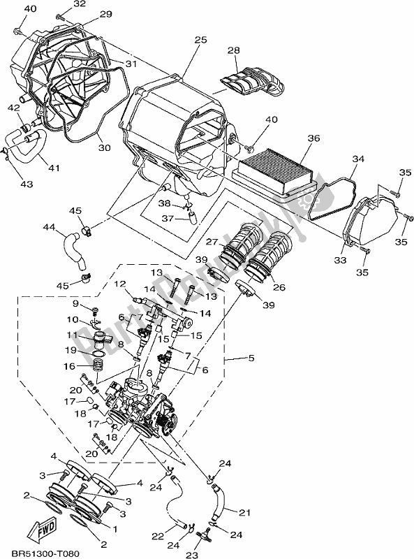 All parts for the Intake of the Yamaha Yzf-r3 AJ 300 2018