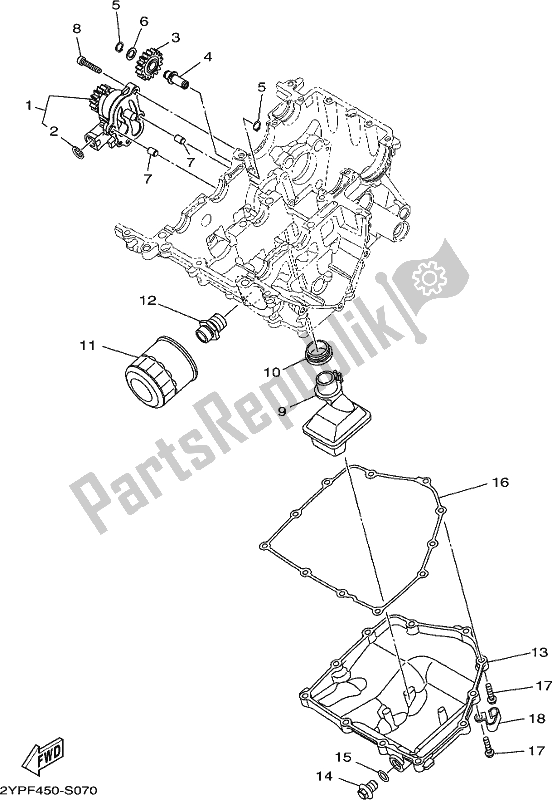 All parts for the Oil Pump of the Yamaha Yzf-r3 AJ 300 2018