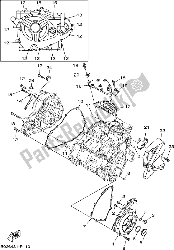 Tutte le parti per il Coperchio Del Carter 1 del Yamaha Yzf-r3H Movistar 300 2017