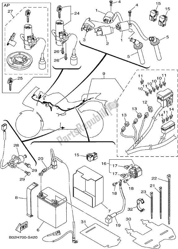 All parts for the Electrical 1 of the Yamaha Yzf-r3H Movistar 300 2017