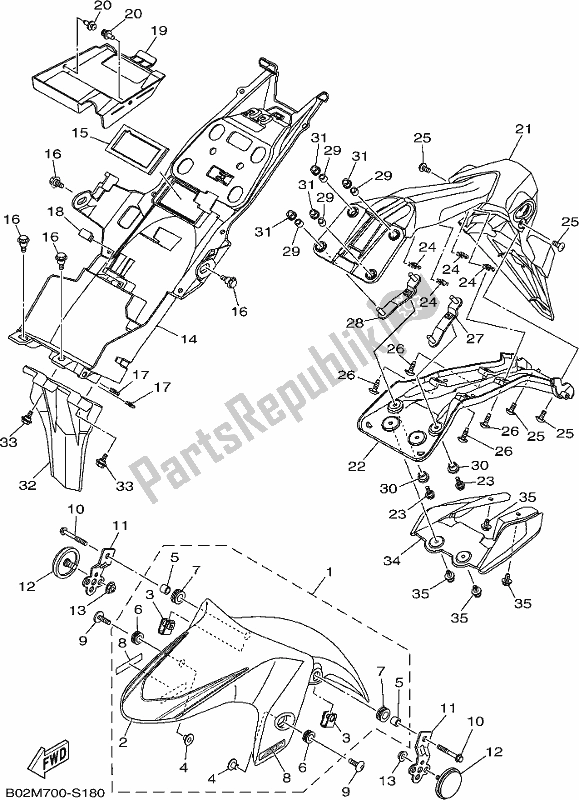 Tutte le parti per il Parafango del Yamaha Yzf-r3H Movistar 300 2017