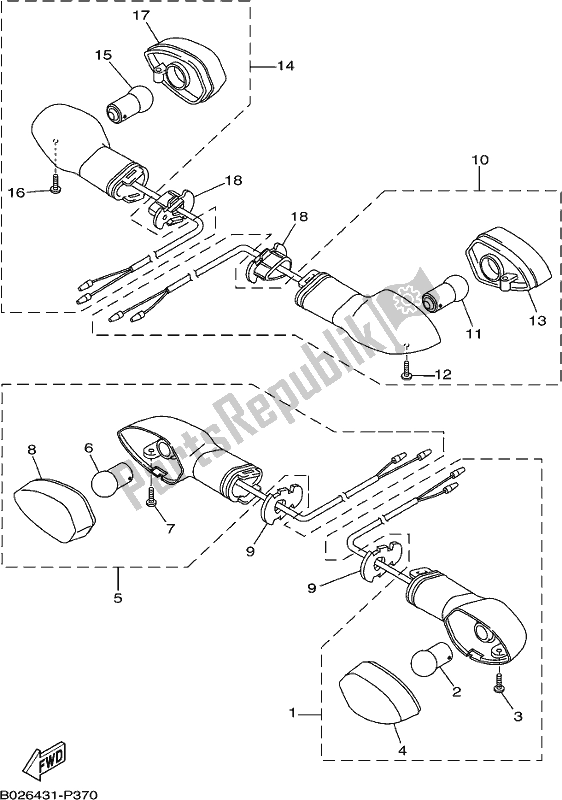 All parts for the Flasher Light of the Yamaha Yzf-r3H Movistar 300 2017