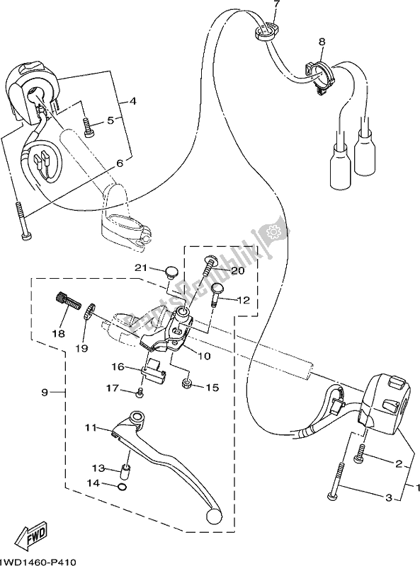 All parts for the Handle Switch & Lever of the Yamaha Yzf-r3H Movistar 300 2017