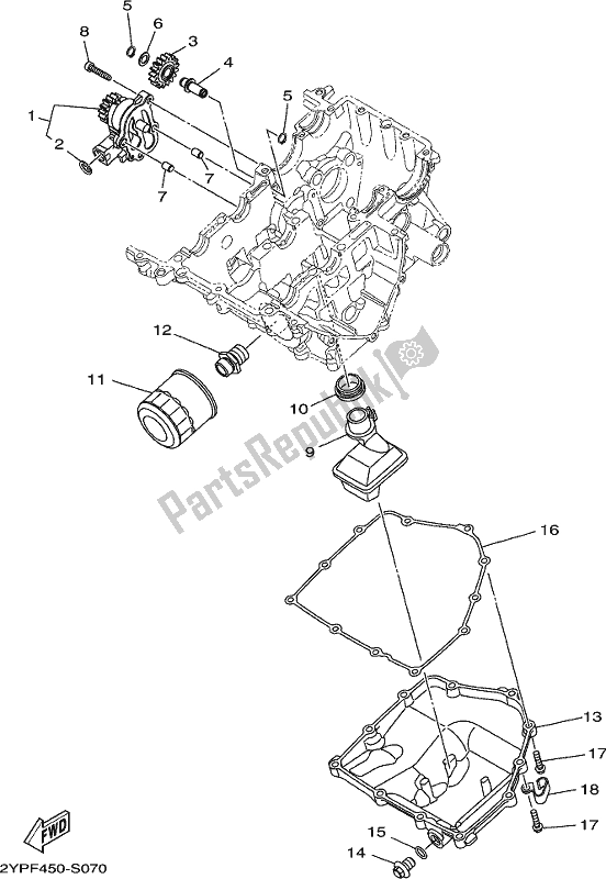 All parts for the Oil Pump of the Yamaha Yzf-r3H Movistar 300 2017