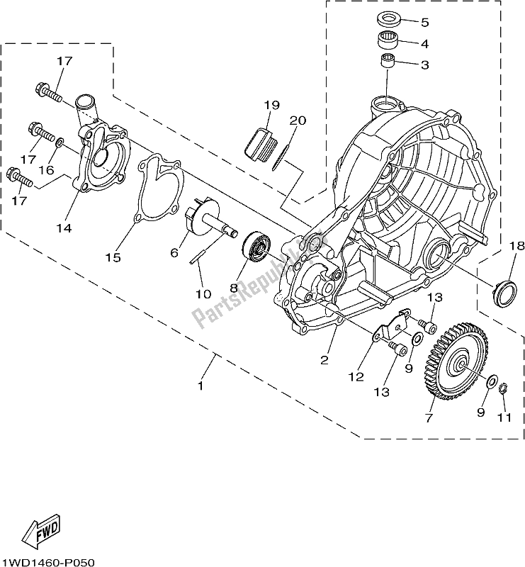 All parts for the Water Pump of the Yamaha Yzf-r3H Movistar 300 2017