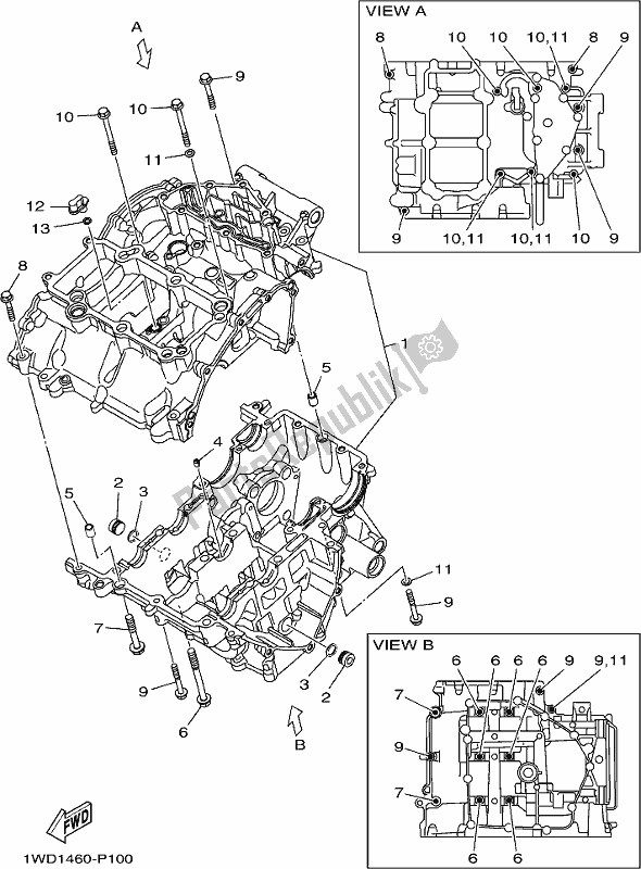 All parts for the Crankcase of the Yamaha Yzf-r3H Movistar Yzf-r3 300 2017