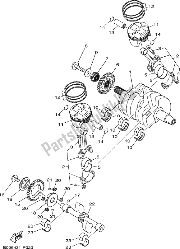 All parts for the Crankshaft & Piston of the Yamaha Yzf-r3H Movistar Yzf-r3 300 2017