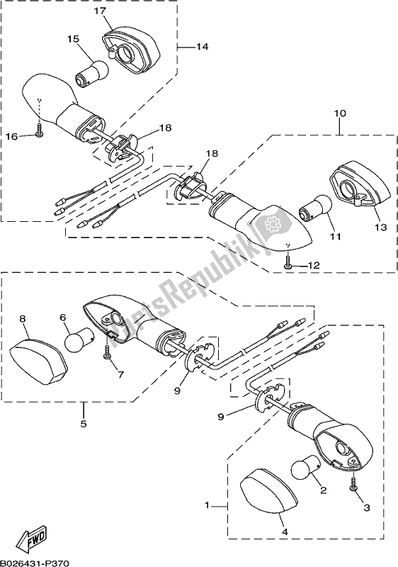 All parts for the Flasher Light of the Yamaha Yzf-r3H Movistar Yzf-r3 300 2017