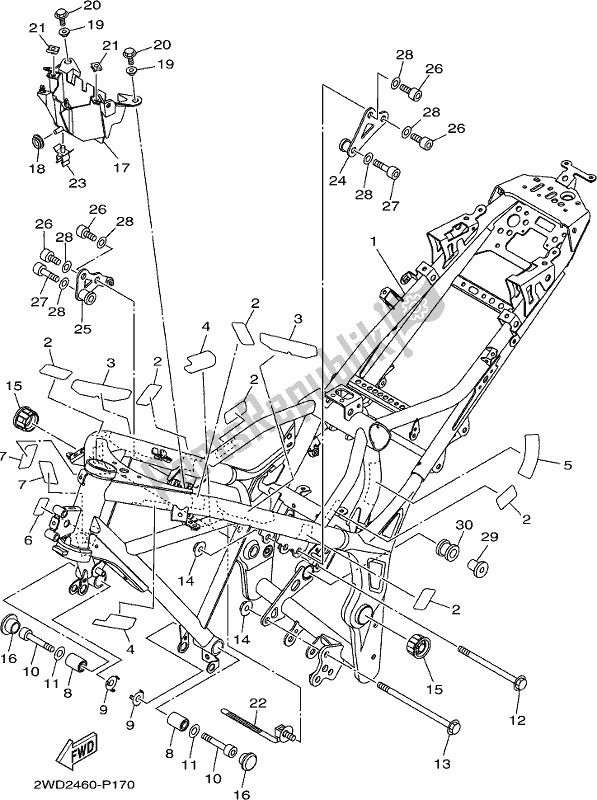 All parts for the Frame of the Yamaha Yzf-r3H Movistar Yzf-r3 300 2017