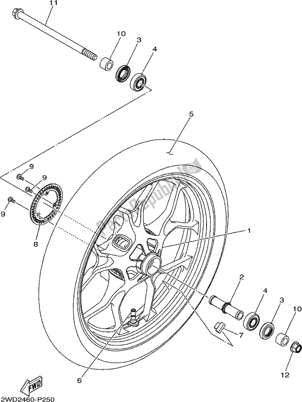 All parts for the Front Wheel of the Yamaha Yzf-r3H Movistar Yzf-r3 300 2017