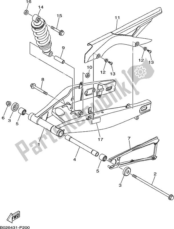 All parts for the Rear Arm & Suspension of the Yamaha Yzf-r3H Movistar Yzf-r3 300 2017