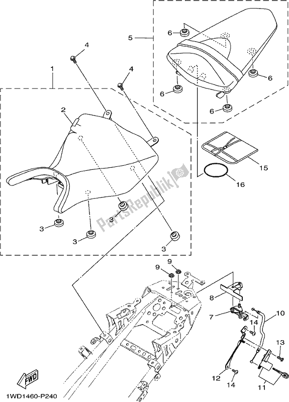 All parts for the Seat of the Yamaha Yzf-r3H Movistar Yzf-r3 300 2017