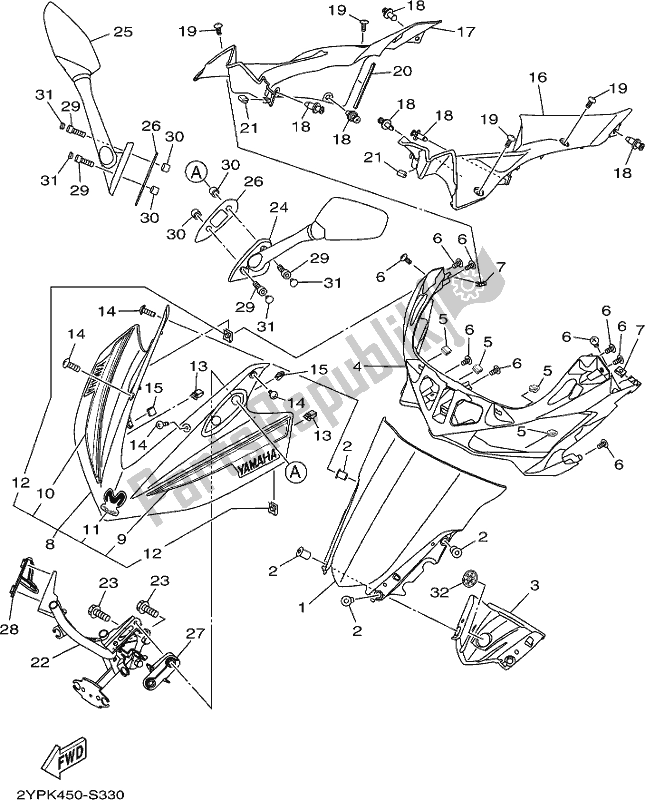 All parts for the Windshield of the Yamaha Yzf-r3H Movistar Yzf-r3 300 2017