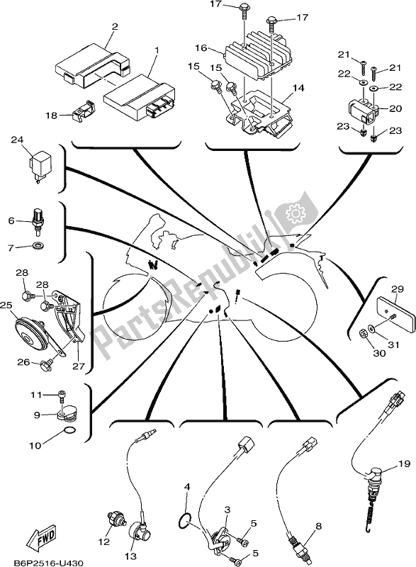 Todas las partes para Eléctrico 2 de Yamaha Yzf-r3L YZ 320-AL 2020