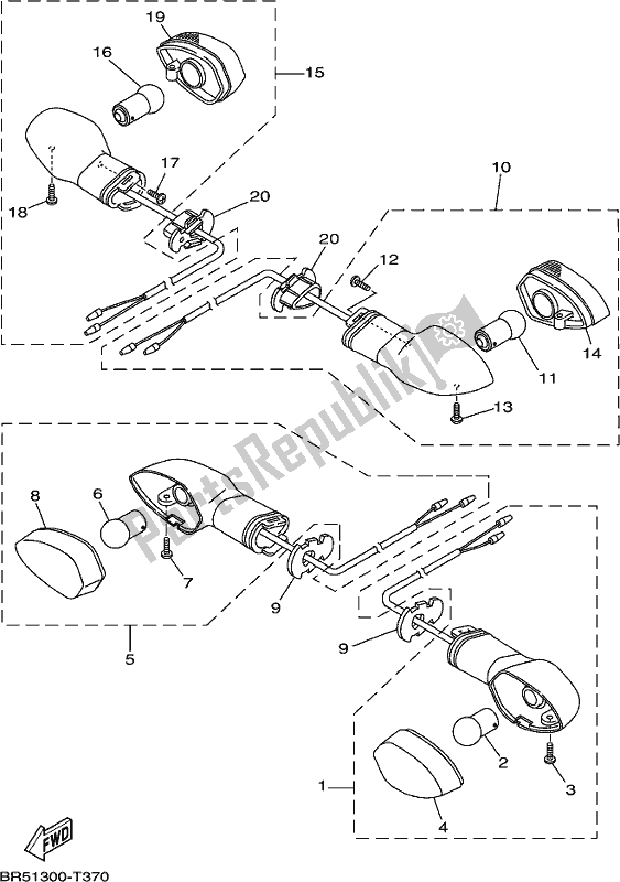 Todas las partes para Luz Intermitente de Yamaha Yzf-r3L YZ 320-AL 2020