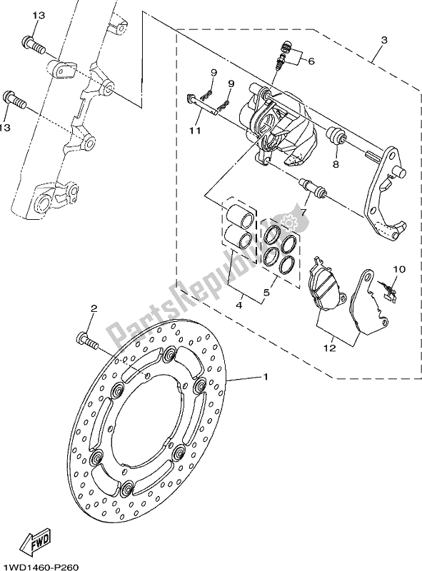 Wszystkie części do Zacisk Hamulca Przedniego Yamaha Yzf-r3L YZ 320-AL 2020