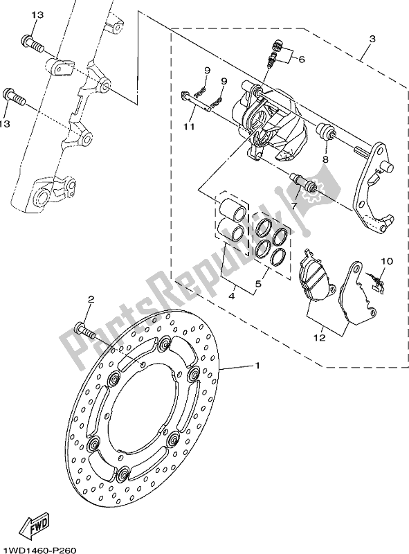 Wszystkie części do Zacisk Hamulca Przedniego Yamaha Yzf-r3L YZ 320-AL 2020