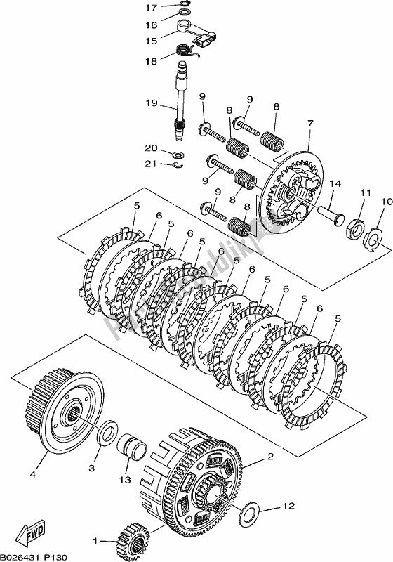 Tutte le parti per il Frizione del Yamaha Yzf-r3L YZ 320-AL Yzf-r3 2020