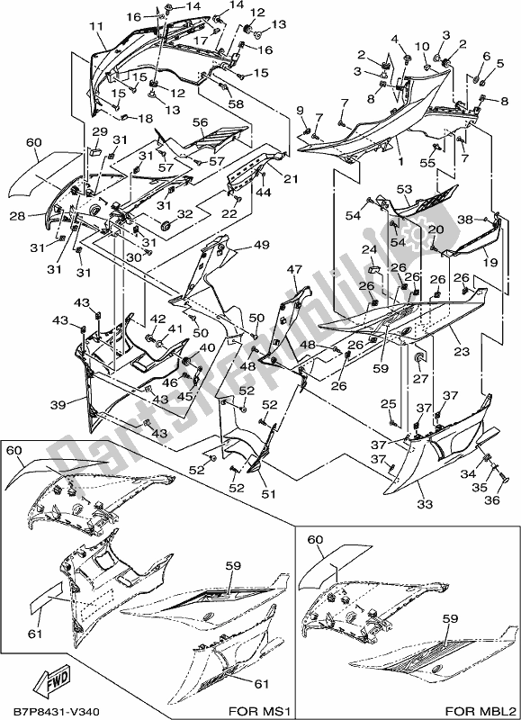 Wszystkie części do Os? Ona 1 Yamaha Yzf-r3L YZ 320-AL Yzf-r3 2020