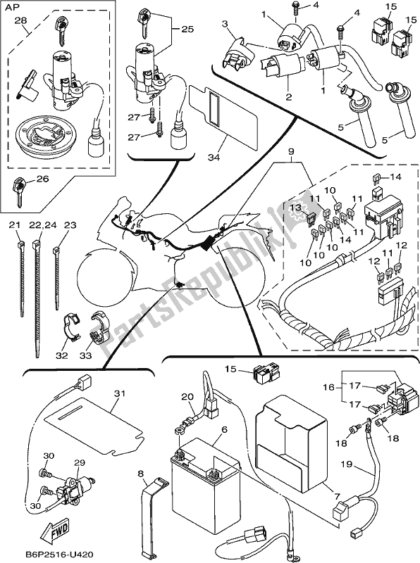 Tutte le parti per il Elettrico 1 del Yamaha Yzf-r3L YZ 320-AL Yzf-r3 2020